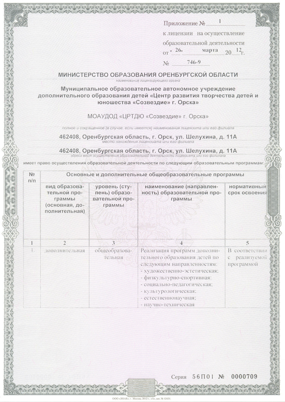 Лицензия на осуществление образовательной деятельности (с приложениями)